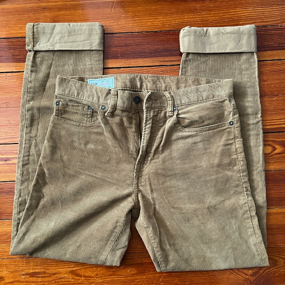 GAP Corduroy Pants Straight‎ Leg Casual Everyday Tan Mens Size 29x34